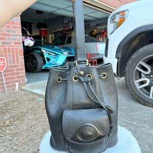 Dooney & Bourke Black Leather Drawstring Backpack